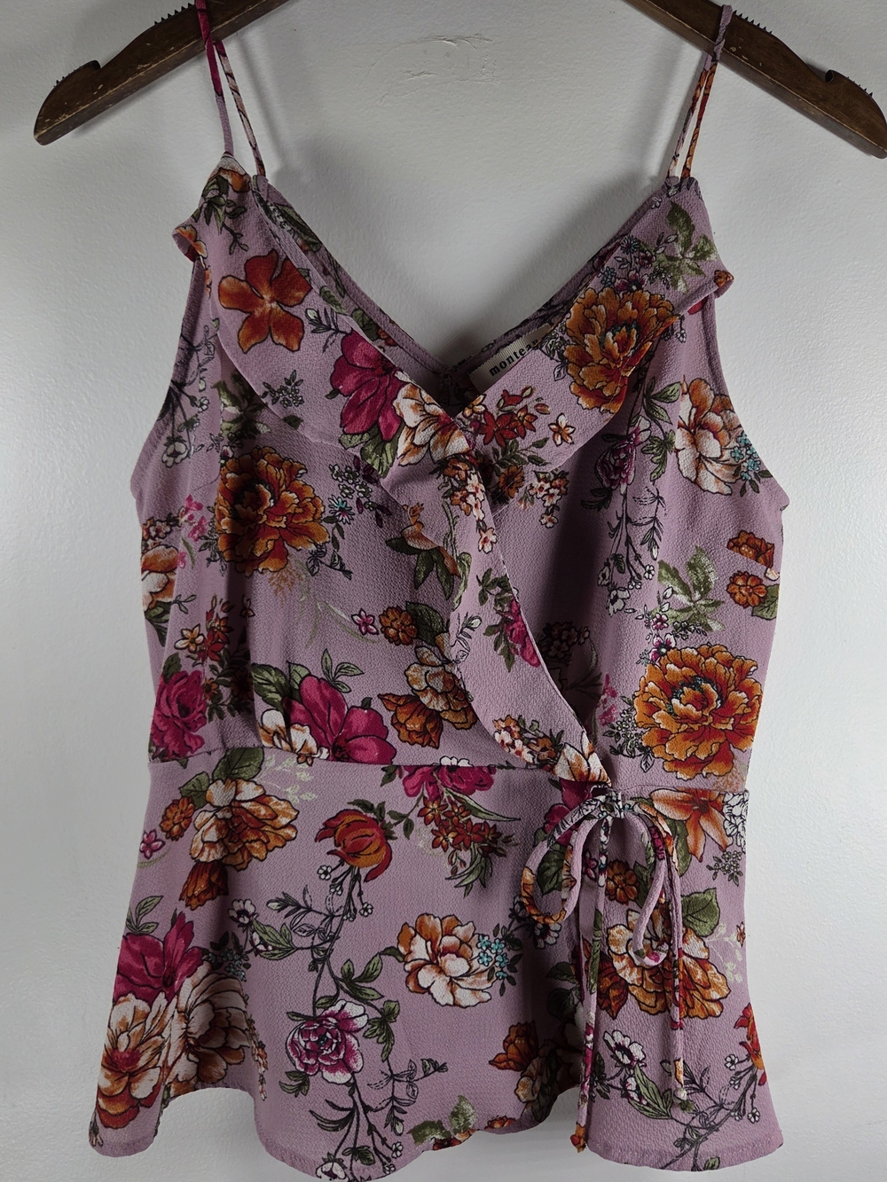 🆕️ Monteau Los Angeles Orchid Floral Wrap Cami Crop Top